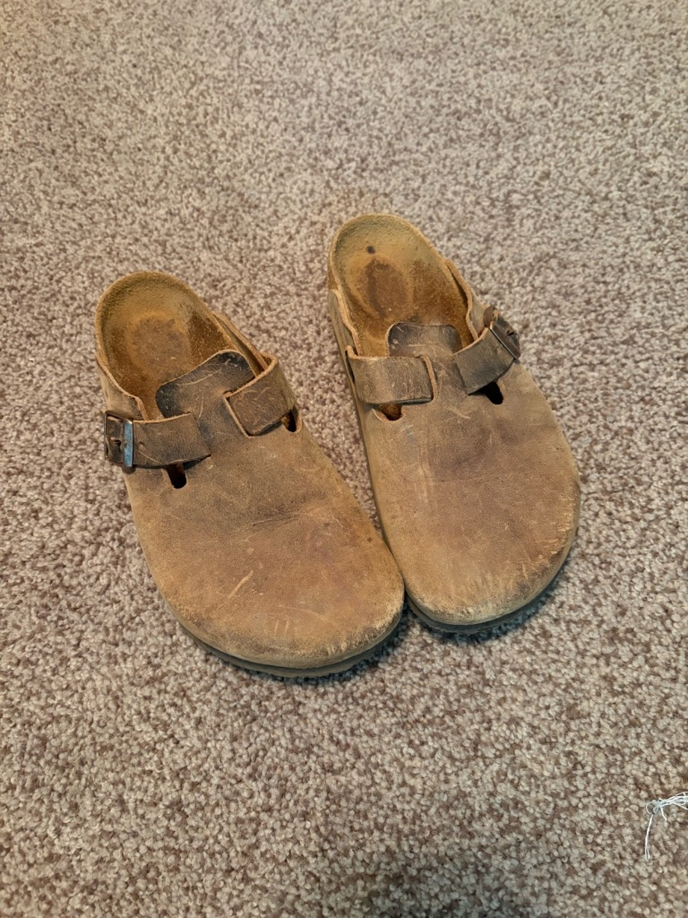 Birkenstock Brown Suede Slip-On Clogs with Buckle - Picture 2 of 7